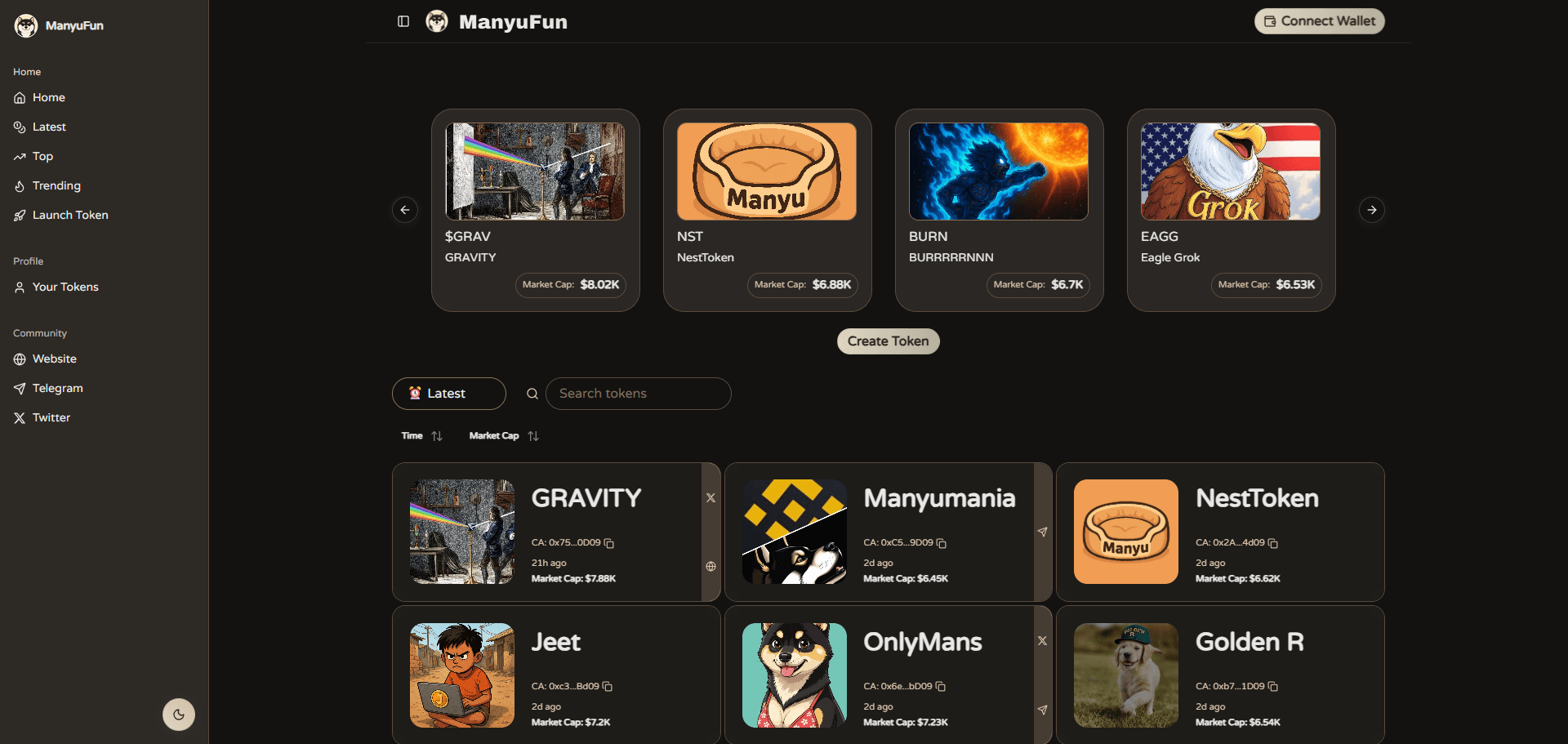 Manyu Fun - Deploy your memes on ethereum